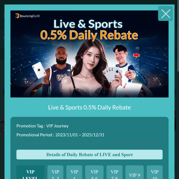 Live Sports Daily Rebate BouncingBall8 Casino